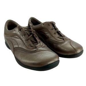 Clarks in Motion Metallic Bronze Comfort Lace-Up Sneaker Shoes Women's Size 11W